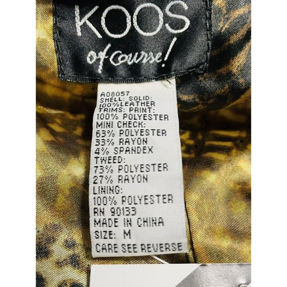 KOOS OF COURSE ART TO WEAR MOTO JACKET Tweed Animal Print Leather BLAZER Medium - Picture 9 of 11